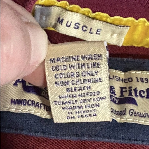 Vintage Y2K Abercrombie & Fitch Muscle LS Crewneck Shirt Mens XXL Red Maroon - Picture 7 of 9